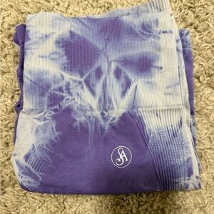 Purple and White Tie-Dye gym shorts.
